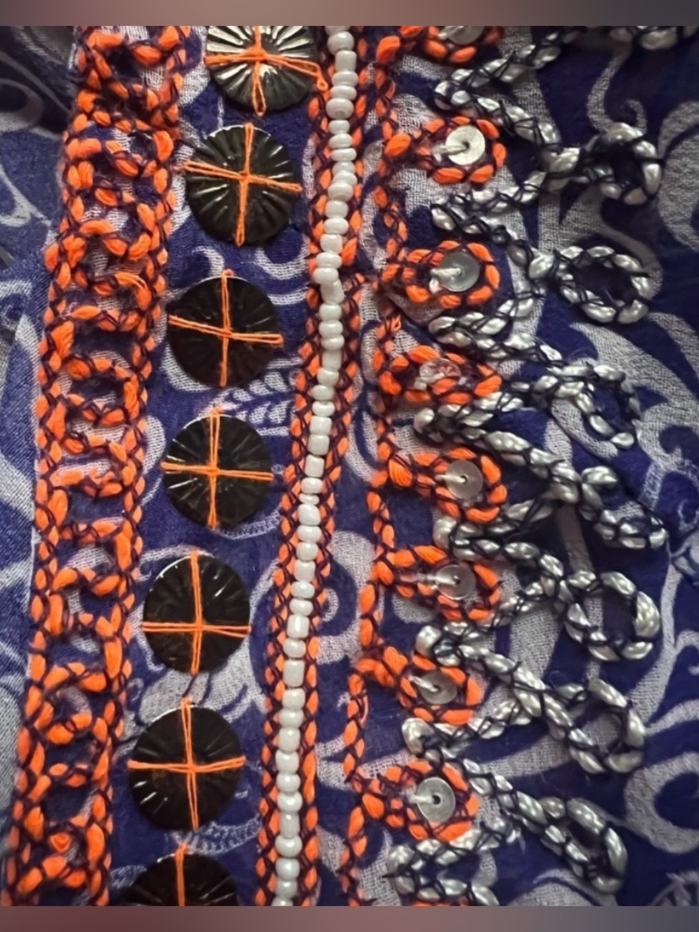 TAJ Sabrina Crippa Beaded 100% Silk Lightweight Top XS - Picture 6 of 13